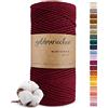 goldmariechen Burgunder (bordeaux) Corda macramè premium 3 mm x 100 m, 100% cotone, filo di cotone per fai da te, decorazione murale, acchiappasogni e artigianato