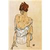 1art1 Egon Schiele Poster Stampa Artistica su Tela Donna Seduta di Schiena, 1917 Quadro da Parete sulla Barella | Murale XXL | Immagine 120x80 cm