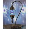 DEMMEX Lampada da tavolo turca in mosaico marocchino - Lampada da comodino, scrivania o tavolo in vetro colorato stile Tiffany con collo di cigno, realizzata a mano, accento artistico boho per camera