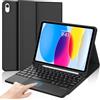 WINCHKING Custodia con tastiera per iPad A16 11/10 generazione 2025/2022 (11/10,9 pollici), Bluetooth, magnetica, rimovibile, con tastiera per iPad 11/10 generazione con portapenne, layout QWERTZ, touchpad nero