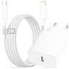 Teione Caricatore iPhone, 25W Alimentatore USB C con Cavo USB C Lightning per iPhone 14/Pro/Plus/Pro Max/13/12/11/XS/XR/X/8/7/Plus/iPad, Caricatore per iPhone Caricabatterie USB C con 2M Cavo iPhone