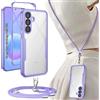 Yutwo Cover per Samsung Galaxy A57 5G con Cordino, Custodia Trasparente Antiurto 360° per Samsung Galaxy A57 5G con Laccio, Pad e Gancio Rimovibili e Laccetto Regolabile, Viola