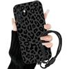 Ciciber Ttusy Custodia protettiva per Samsung Galaxy A57 5G, con cinturino e cordoncino, in silicone, con motivo leopardato, per donne e ragazze, nero