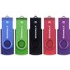 SIMMAX Chiavetta USB 5 pezzi 32GB Girevole Pendrive USB 2.0 Unità Memoria Flash (32GB Blu Verde Nero Rosso Viola)