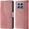 CaseGla Cover per Xiaomi 14T Pro custodia portafoglio Rosa | Blocco RFID, 3 scomparti carte, 1 tasca banconote, Chiusura magnetica, Supporto, Pelle PU flip cover per Xiaomi 14T Pro