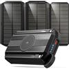 Kruilan Solar Power Bank 63200mAh: 30W PD 3.0 A USB C Powerbank Ricarica Rapida con 2 Cavi, 5 Uscita & 2 Ingresso, 15W Ricarica Wireless, Spie luminose a LED, Torcia, Caricatore Portatile con Smartphones