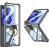 FDHYFGDY Cover per Samsung Galaxy Z Flip 8 Custodia | con Supporto ad Anello & Protezione Airbag, Guscio Rigido in PC Ultrasottile e Antigraffio per Galaxy Z Flip 8 Case-Nero