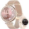 LIGE Smartwatch da donna con Bluetooth, chiamate Android e iOS da 1,19, AMOLED Always-on, display con diamanti e rete in oro rosa, misura piccola, cardiofrequenzimetro, monitoraggio del sonno, oltre