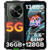 DOOGEERugged FIRE 7 Rugged Smartphone 5G, 13000 mAh Telefono Indistruttibile Android 16, 6,6 +90Hz, 36GB+128GB, Fotocamera da 64 MP, MediaTek Dimensity 6300/IP68/IP69K/MIL-STD-810H, NFC