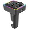 QUMOX Trasmettitore FM Bluetooth 5.3 per Auto con Caricatore Rapido PD30W USB-C, Illuminazione LED 7 Colori, Vivavoce, Porte USB Multiple, 12-24V