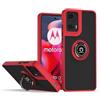 RankOne Custodia per Motorola Moto g85 5G (6.6 Inches), Staffa ad Anello Base di Aspirazione Magnetica Cover per Cellulare Trasparente Opaca - Rosso