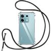 Vauki Cover con Cordino per Xiaomi Redmi Note 13 5G,Custodia con Laccio Collana Tracolla Trasparente Silicone TPU+PC Bumper Back Antigraffio Proteggere Case Corda per Redmi Note 13 5G,Nero