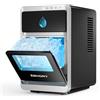 EUHOMY LunaArc™ Macchina Ghiaccio Mezzaluna, 1600Pz/24H Macchina per il Ghiaccio Casa, 16 Cubetti in 12 Min, 1.8L, Autopulente Ice Maker, 3 Dimensioni di Ghiaccio per Whisky/Caffè/Bevande