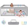 UISEBRT Box per bambini, 180 x 200 cm, con 50 palline oceaniche e 4 anelli e borsa per il trasporto, pieghevole, con rete traspirante, per bambini, grigio con motivi astronauti
