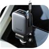 Lamicall 4-IN-1 Caricatore Auto Ricarica Rapida - [2 Cavi Retrattili] 75W Accendisigari USB C, 180° Pieghevole Adattatore Accendisigari, con Cavo Type-C/Cavo iPhone, Porta USB-C/A, per iPhone/Samsung