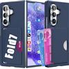 BAILI Custodia per Galaxy Z Fold 7 con porta carte integrato, custodie a portafoglio con slot per carte per Samsung Galaxy Z Fold7-Blu