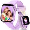 Velmood 4G Smartwatch Bambini, IP68 Orologio Smartwatch Bambini con GPS, Chiamate, Videochiamate, Chat Vocale, Doppia Fotocamera, SOS, Modalità Scuola, Torcia, Sveglia Smart Watch per Ragazzi e Ragazze Viola
