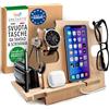 Greta Oto Svuota Tasche da Ingresso Organizer Scrivania Idee Regalo Uomo Festa del Papà Anniversario Compleanno Porta Orologi e Cellulare Tavolo e Comodino Artigianale in Legno Made in Europe (Beige)