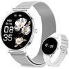 Fitoncloud Smartwatch Donna Uomo,1.32" AMOLED Display Smart Watches,8mm Ultra Sottile,7 Giorni di Batteria,Chiamate BLE5.3,Frequenza Cardiaca,Sonno,Contapassi,IP68 Orologio Fitness per Android/iOS Argento