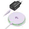 INIU Caricatore Wireless Lavanda, 15W Certificato Qi2 Mag-safe Ricarica Rapida per iPhone 16 Pro, 15, 14, 13, 12 Plus & AirPods Pro 4/3/2 - Con Cavo USB-C e Adattatore