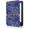 MoKo Custodia Compatibile con 6 Pollici Nuovo Kindle 11a Generazione 2024/2022 & Versione Internazionale, Cover Leggera con Auto Sveglia/Sonno per Kindle 2024 11a Gen e-Reader, Fiori su Blu