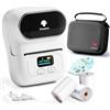 Phomemo M110 Stampante per Etichette set con 3 Rotoli di Etichette e sacchetti di conservazione, Etichettatrice Adesive Portatile Bluetooth per Piccole imprese,codici a barre,negozi -Bianco