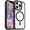 LCHULLE Magnetico per iPhone 13 Pro Cover Glitter Trasparente,Nero