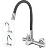 LakeBayMZC Rubinetto da Cucina a Muro LakeBayMZC con 2 Tipi di Getto,Con Interfaccia Lavastoviglie/Lavatrice 3/4",Rubinetto Lavello Cucina in Acciaio Inox Girevole a 360°,Acciaio Inox 304,Nero