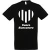 Generico T-shirt in cotone adatto a tifosi di calcio con cuore bianconero per neonati, bambini ed adulti (Bambino, Nero, 3/4 anni)