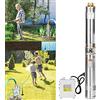 UISEBRT, pompa per pozzo profondo in acciaio inox, 1,1 kW/1,5 CV, portata fino a 4.000 l/h, pompa sommersa 1100 W, compatibile con sabbia, pompa a pressione sommersa