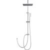 Auralum Colonna Doccia Senza Miscelatore, Colonna Doccia con Soffione e Doccetta Quadrato, Saliscendi Doccia Altezza Regolabile 74-109cm Adattarsi ai Fori Esistenti, Colonna Doccia Idromassaggio Cromo