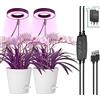 Idealife Lampada a LED, a spettro completo, per piante da interno, regolabile in altezza, con timer da 3/9/12 ore, con adattatore USB, 3 modalità di illuminazione e 10 luminosità, 2 confezioni