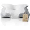 Flowen Federa per Cuscino Ortopedico in Memory Foam Cover Morbida e Confortevole per Guanciale per Dormire Copricuscino di Ricambio Bianco e Grigio Traspirante, Anallergico, Antiacaro e Lavabile