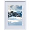 Joyshare Cornice portafoto 30 x 40 cm, con passepartout in legno MDF da 16 pollici, colore naturale moderno,con vetro acrilico,cornice per ritratti,cornice intercambiabile (Bianco)