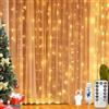 CNMTCCO Tenda Luminosa Natale Interno,3x 3m 300LED Luci per Tenda,8 Modalità,con Telecomando & Timer, Cascata Esterno Dimmerabile IP65 Impermeabile per Natale,Matrimonio,Festa(Bianco Caldo)