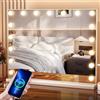 Aovquof Hollywood Specchio Trucco con Luci, 80x62cm Specchio LED con 14 Lampadine Dimmerabili, 3 Modalità, USB e Ingrandimento 10x, Controllo Tattile, Tavolo o Supporto da Parete per Camera da Letto