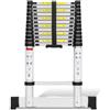 Cecaylie - Scala telescopica in alluminio da 3,8 m, con 2 ganci rimovibili, antiscivolo, multifunzionale, portatile e facile da trasportare, carico massimo 150 kg