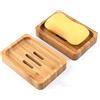 Gurkkst 2Pcs Porta Sapone in Legno Naturale di bambù Portasapone Scatola di Sapone per Sapone Spugne Bagno Doccia Cucina