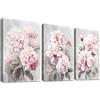 HALFLEMART 3Pcs Grigio Rosa Stampa su tela con Cornice Ortensie Peonie Fiore Floreale Quadri su tela Quadri Moderni Poster da Parete Casa Ufficio Camera da Letto Soggiorno Decorazione Murale 50x70cm x 3pcs