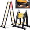 Cecaylie - Scala telescopica, 5 m (2,5 + 2,5), antiscivolo, multifunzione e portatile, in alluminio, portata massima 150 kg (nero)
