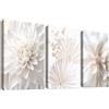 HALFLEMART 3Pcs Foglie di Palma di Loto Bianco e Peonia Stampa su tela Con Cornice Boho Fiore Minimalista Pittura Quadri su tela Quadri Moderni Camera da Letto Soggiorno Decorazioni Murale 120x60cm(16"x24"x3pcs)