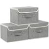 ENUMAIL Scatole Portaoggetti Lavabile con Manici,26x20x17cm,Grigio,3 Pezzi
