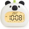 IHALO Panda Sveglia Bambini, Comodino con Luce Notturna, Display Digitale LED 3,15 Pollici, Tre Allarme, Modalità Weekend, Data, Ora, Temperatura, Ricaricabile, Decorazione Cameretta per Bebè