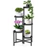 lalago Scaffale Portavasi, 5 Ripiani Ø20cm Mobile Portafiori Metallo, Tavolino per Vasi, Fioriera Interno con 5 Mensole Porta Piante, per Balcone, Giardino, Soggiorno, Camera da letto, Sala studio