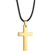 PROSTEEL Collana Croce Uomo Donna Catena di Cuoio Ciondolo Croce Cristiana Impermeabile Lunghezza 56CM Croce Oro