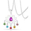 VASSAGO Collana di loto da donna con ciondolo con pietra portafortuna a forma di fiore di loto buddista simbolo Unalome amuleto yoga guarigione spirituale gioielli per meditazione regalo (Argento)