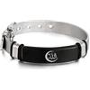 VASSAGO Braccialetto da uomo in acciaio inox con scritta musulmana, personalizzabile, gioiello islamico (nero), in acciaio inox, 22 cm, Gemma, Nessuna pietra preziosa