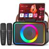 Wowstar karaoke con microfono, Altoparlante Bluetooth portatile con 2 microfoni wireless per adulti e bambini con luci LED, microfono per karaoke con sistema PA compatibile con USB/TF/AUX, (viola)