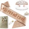 NEONSKY Fascia Compleanno Donna con Corona e Spilla Mini Corona, Set Regalo Elegante per 18 21 30 40 50 60 70 80 Anni, Include Fascia Personalizzata, Corona, Biglietto con Busta Kraft (60 anni)