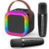Dislocati Karaoke con 2 Microfono Karaoke Bluetooth, Regalo Natale Regalo Bambino 3-12 Anni Maschio Cassa Karaoke Portatili, Wireless con Effetti Luce per Cantare, Feste e Giochi
